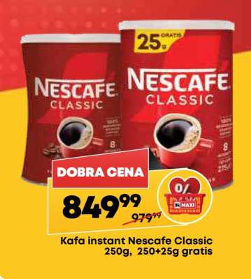 Kafa instant Nescafe Classic, 250g, 250+25g gratis
