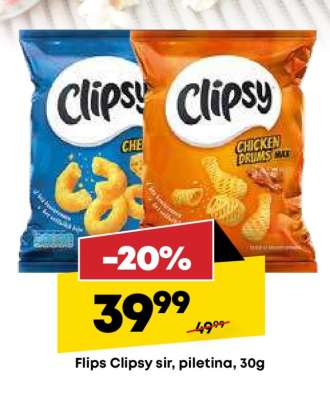 Flips Clipsy sir, piletina, 30g