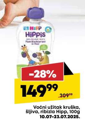 Voćni užitak kruška šljiva ribizla HiPP 100g