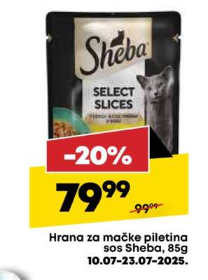 Hrana za mačke piletina sos Sheba, 85g