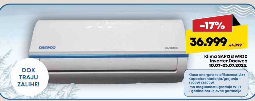 Klima SAF12EIWR30 Inverter Daewoo