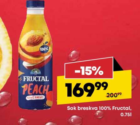 Sok breskva 100% Fructal, 0.75l