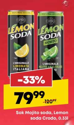 Sok Mojito soda, Lemon soda Crodo, 0,33l