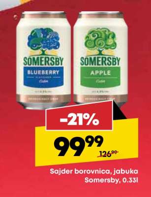 Sajder borovnica, jabuka Somersby, 0.33l
