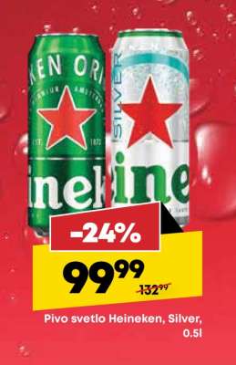 Pivo svetlo Heineken Silver 0.5l