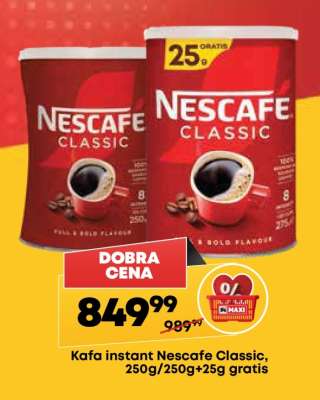 Kafa instant Nescafe Classic, 250g, 250g+25g gratis