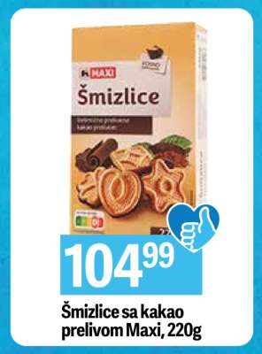Šmizlice sa kakao prelivom Maxi, 220g