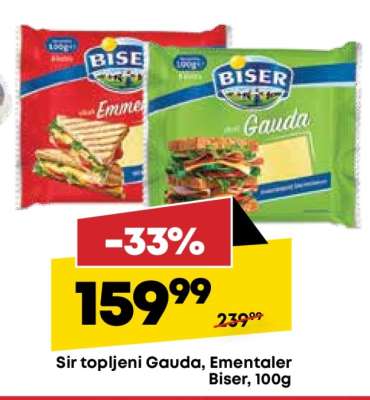 Sir topljeni Gauda, Ementaler Biser, 100g
