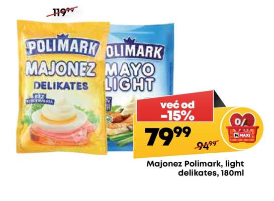Majonez Polimark, light delikates, 180ml