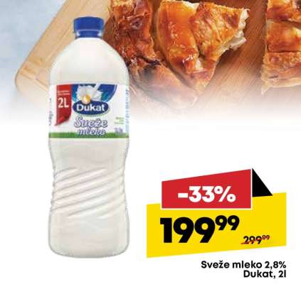 Svěže mleko 2.8% Dukat, 2l