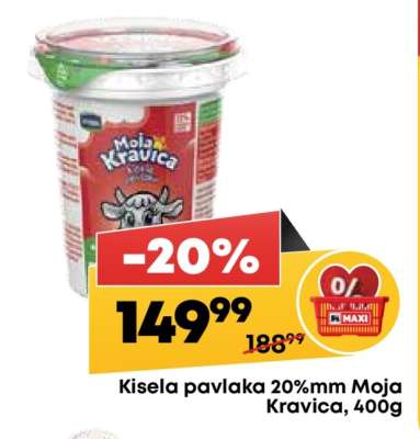 Kisela pavlaka 20 % mm Moja kravica 400g