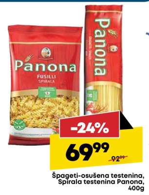 Špageti-osušena testenina, Spirala testenina Panona, 400g