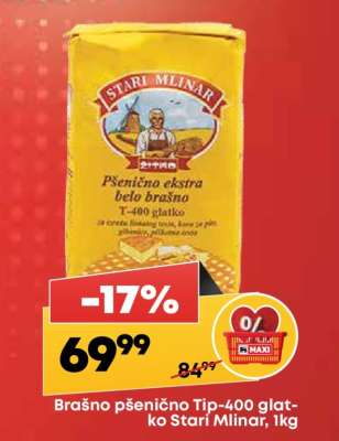 Brašno pšenično Tip-400 glatko Stari Mlinar, 1kg