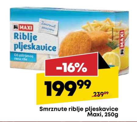 Smrznute riblje pljeskavice Maxi, 250g