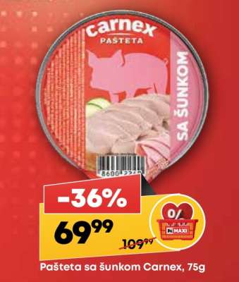 Pašteta sa šunkom Carnex, 75g