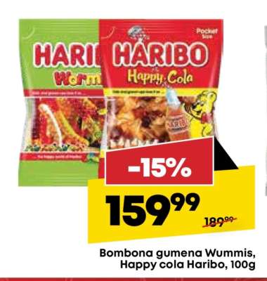 Bombona gumena Wummis, Happy cola Haribo, 100g
