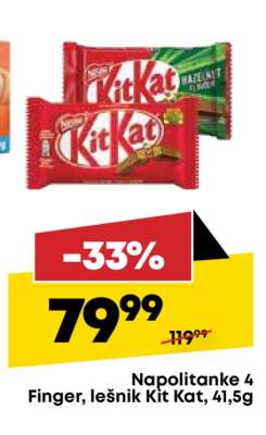 Napolitanke 4 Finger, lešnik Kit Kat, 41,5g