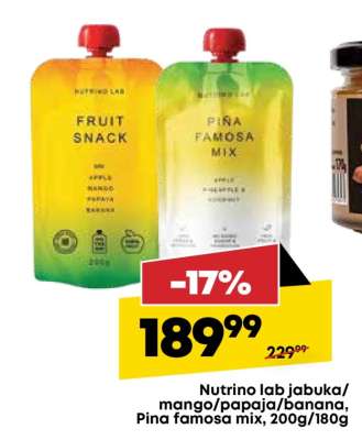 Nutrino lab jabuka/mango/papaja/banana, Pina famosa mix, 200g/180g