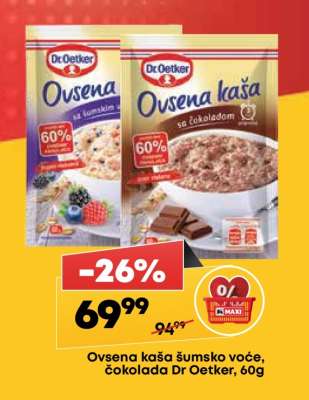 Ovsena kaša šumsko voće, čokolada Dr Oetker, 60g