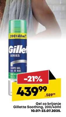 Gel za brijanje Gillette Soothing, 200+40ml