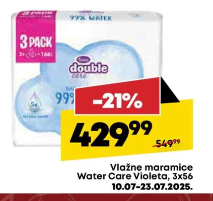 Vlažne maramice Water Care Violeta, 3x56