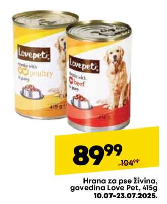 Hrana za pse žvima, govedina Love Pet, 415g
