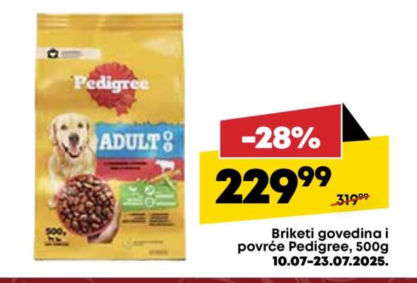 Briketi govedina i povrće Pedigree, 500g