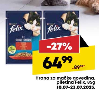Hrana za mačke govedina, piletina Felix, 85g