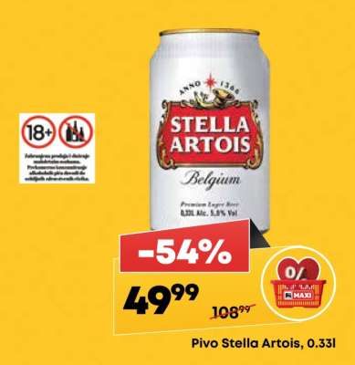 Pivo Stella Artois, 0.33l