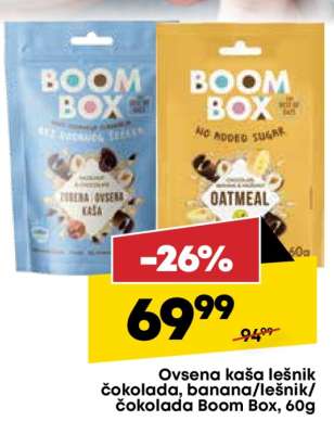 Ovsena kaša lešnik čokolada, banana/lešnik/čokolada Boom Box, 60g