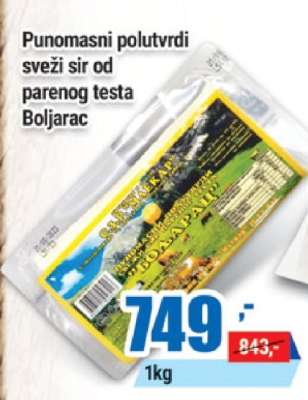 Punomasni polutvrdi sveži sir od parenog testa Boljarac
