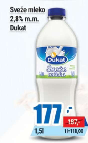 SVEŽE MLEKO 2.8 % m.m. Dukat