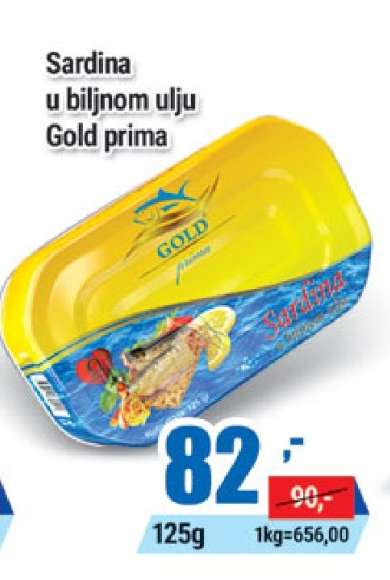 Sardina u biljnom ulju Gold prima