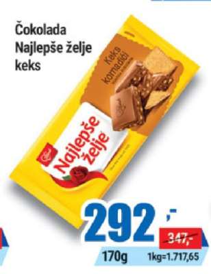 Čokolada Najlepše želje keks