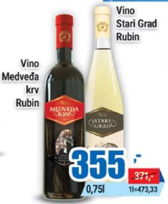 Vino Medveđa krv Rubin