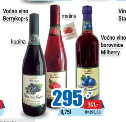 Voćno vino borovnice Milberry