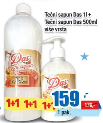 Tečni sapun Das 1l + Tečni sapun Das 500ml