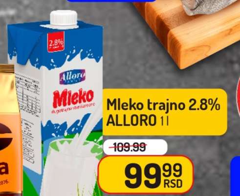 Mleko trajno 2,8% Alloro 1l