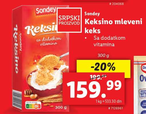 Sondey Keksino mleveni keks