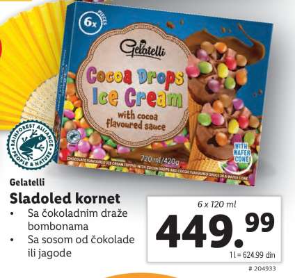 Gelatelli Sladoled kornet