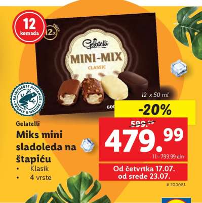 Gelatelli Miks mini sladoleda na štapiću