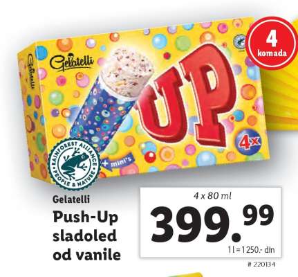 Gelatelli Push-Up sladoled od vanile