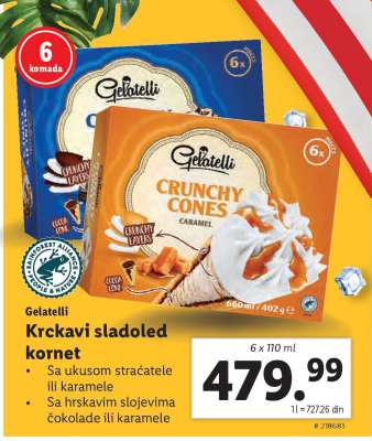 Gelatelli Krckavi sladoled kornet