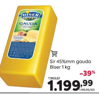 Sir 45%mm gauda Biser 1 kg