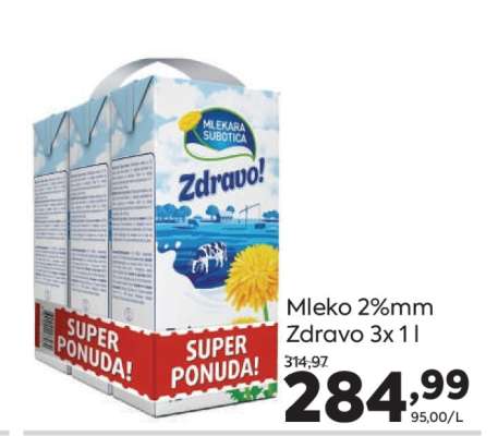 Mleko 2%mm Zdravo 3x1l