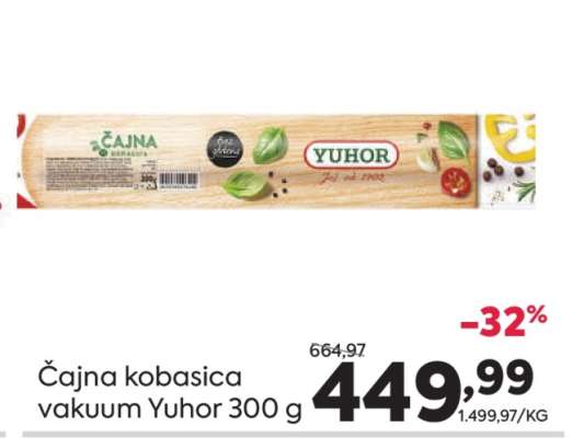 Čajna kobasica vakuum Yuhor 300 g
