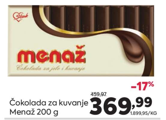 Čokolada za kuvanje Menaž 200 g