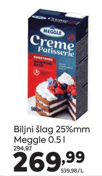 Biljni šlag 25%mm Meggle 0.5 l