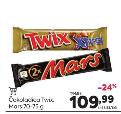 Čokoladica Twix, Mars 70-75 g