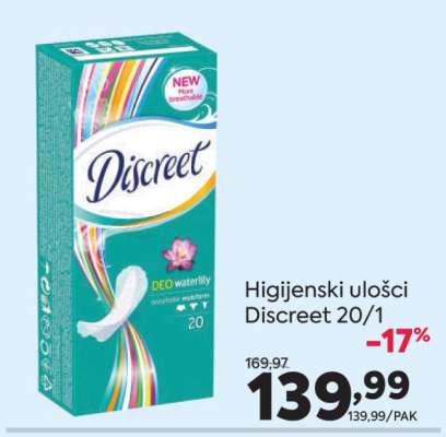 Higijenski ulošci Discreet 20/1